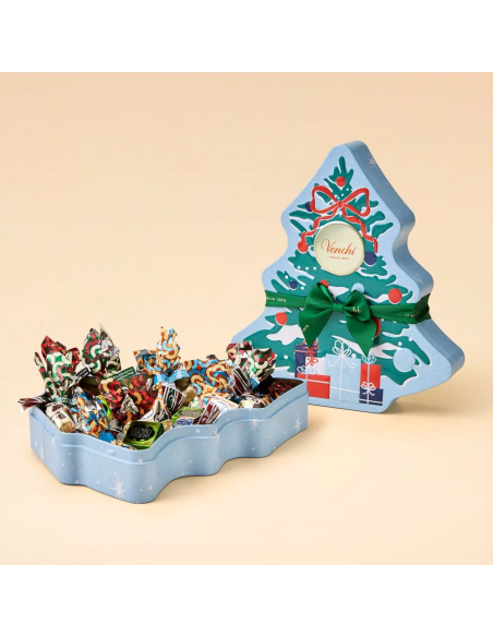 Venchi Christmas Tree-Shaped Tin with Assorted Chocolates 223g
