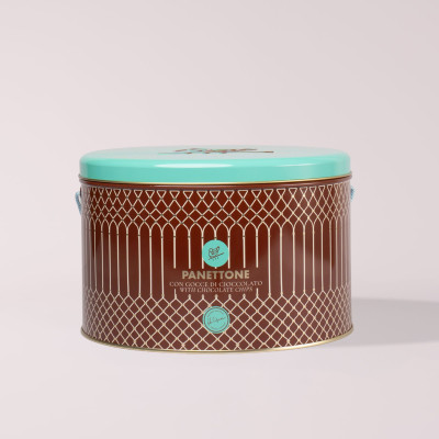 Panettone Cipriani with Chocolate Chips in Metal Tin