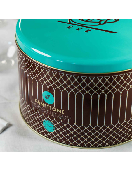 Panettone Cipriani with Chocolate Chips in Metal Tin