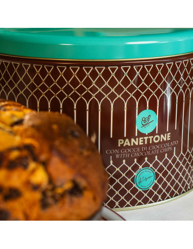 Panettone Cipriani with Chocolate Chips in Metal Tin